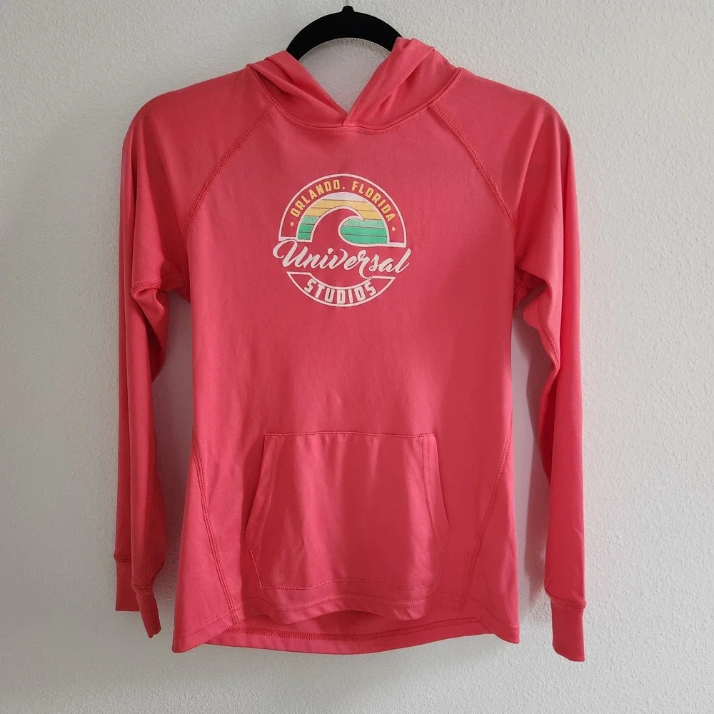 Universal Studios Orlando Hoodie Rash Guard‎ Size XL Pink Long Sleeved Shirt